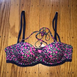 Floral multi-way plunge wire bra